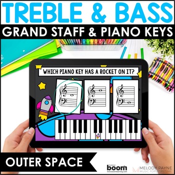 Preview of Grand Staff Note Reading and Piano Keys BOOM™ Cards - Match Piano Key to Pitch