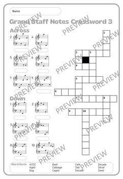 Grand Staff Notes Music Crosswords by Top Teacher Store TPT