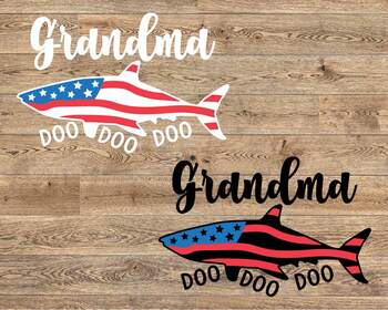 Download Grandma Shark Usa Flag Svg Doo Doo Doo Sea Family Birthday 4th Of July 1444s