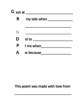 grandparents acrostic poem
