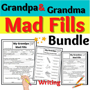 Preview of Grandpa Grandma Mad Fills Activity Bundle Writing  Grandparents Day No Prep