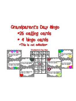 Preview of Grandparent's Day Bingo