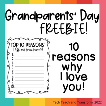 Grandparent's Day FREEBIE by Tech Teach and Transform | TPT