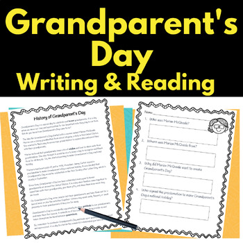 Preview of Grandparent's Day Reading Writing Activities Biography 3rd grade 4th grade