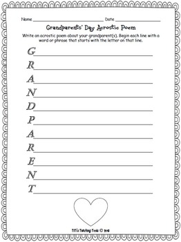 Preview of Grandparents' Day Acrostic Poem {Poetry}