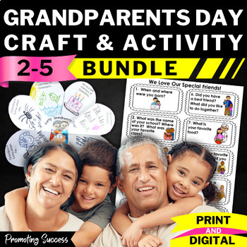 Preview of Grandparents Day Craft Activities BUNDLE Card Interview Writing Coloring Pages