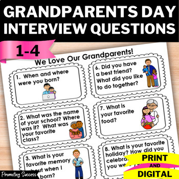 Preview of Grandparents Day Activities Interview Questions Writing Project Coloring Pages