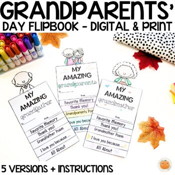 Preview of Grandparents Day Flipbook | Fun & NO PREP Activity | Print & Digital (Google)