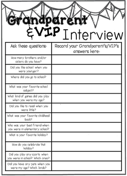 Download Grandparents Day Interview Worksheets Teaching Resources Tpt