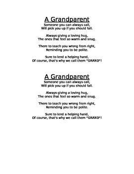 Grandparents Day Poem by Mary Wevodau | TPT