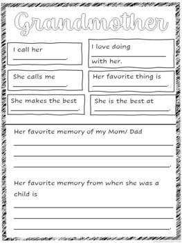 Grandparents Day Questionnaire Holiday Activity 2nd 3rd 4th 5th 6th