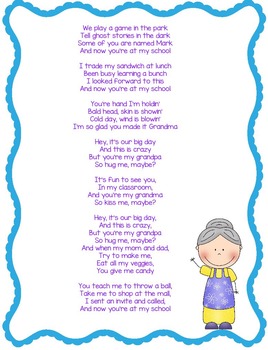 Grandparents Day Song Lyrics To The Tune Of Call Me Maybe Tpt