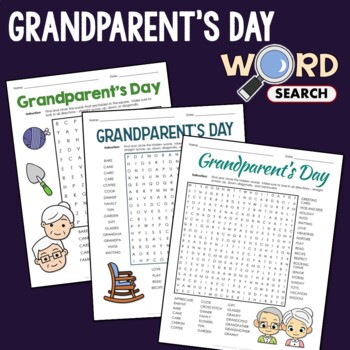 Preview of Activities To Do With Grandparents Day Word Search Fun Digital & Print Worksheet