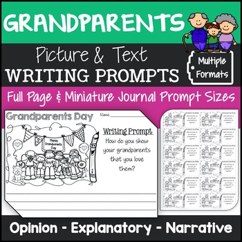 Preview of Grandparents Day Writing Prompts Pictures | Grandparents Day Journal Prompts
