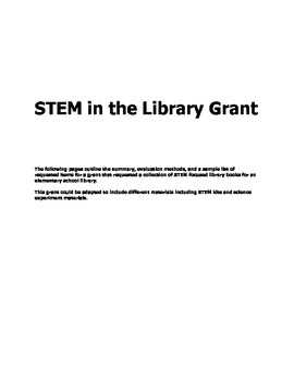 Preview of Grant Proposal for Elementary School Library: STEM in the Library