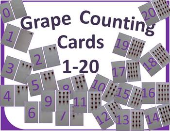 Preview of Grape Counting Cards Preschool Math Kindergarten Count Numbers