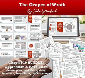 Preview of Grapes of Wrath Ch. 19 BUNDLE: lesson with PRINTABLES + animated PPT