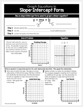 Graph Equations in Slope Intercept Form - 8th Grade Math Binder Notes