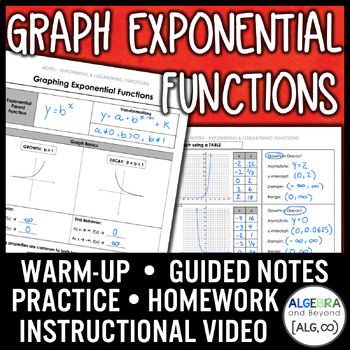 Preview of Graphing Exponential Functions Lesson | Guided Notes | Warmup | Homework