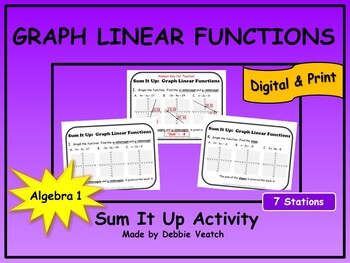 Preview of Graph Linear Functions Sum It Up Activity Algebra 1 | Digital