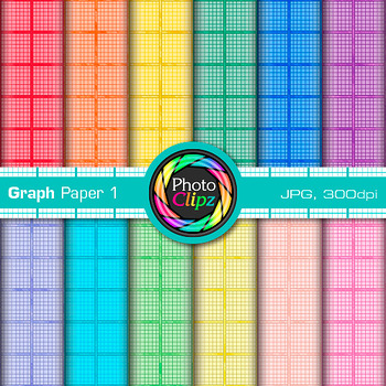 Preview of Graph Paper Digital Paper Clipart: 12 Math Backgrounds Clip Art, Commercial