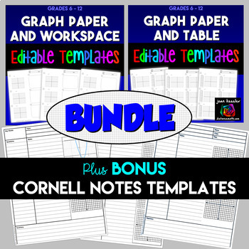 Preview of Graph Paper Editable Templates Bundle plus Cornell Notes