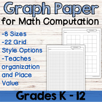 Preview of Graph Paper Organization Grids Math Computation Student Practice Blank