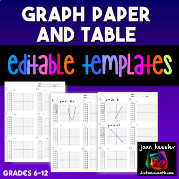 Preview of Graph Paper and Table Handout  Editable Template