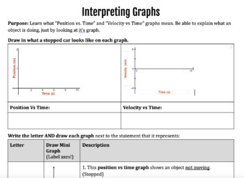 Preview of Graph Scavenger Hunt! - Position Vs Time and Velocity Vs Time - HS Physics