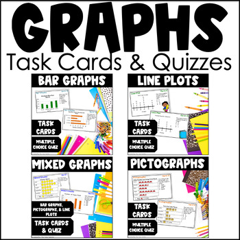 Preview of Graph Task Card Bundle with Bar Graphs, Pictographs, Line Plots