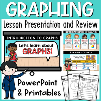 Preview of Graph and Data Unit Math Center Rotation PowerPoint and Graphing Worksheets