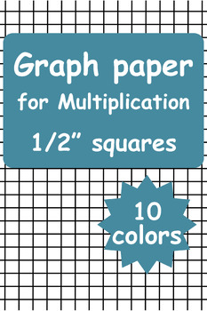 Graph Paper for Multiplication: Math Large Graph Paper notebook for kids  1/2 inc