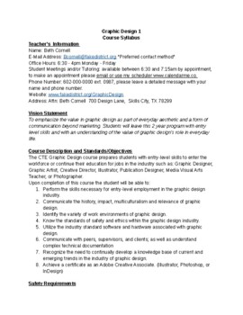 Preview of Graphic Arts Level 1 Syllabus Template