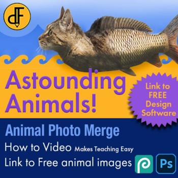 Preview of Graphic Design Astounding Animals Photo Merge Project in Photoshop or Photopea