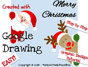 Preview of Graphic Design Digital Christmas Santa and Reindeer in Google Drawing or Slides