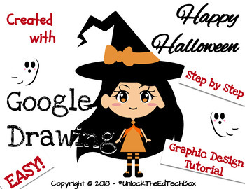 Preview of Graphic Design Digital Halloween Witch in Google Drawing or Slides