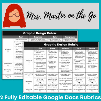 Preview of Graphic Design Rubrics *Digital and Editable Versions*