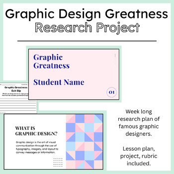 Preview of Graphic Designers Research Project - Low Prep - Week Long Plan