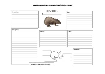 Preview of Graphic Organiser Template for Possums Informational Report