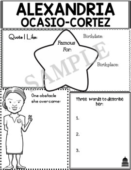 Preview of Graphic Organizer :  Alexandria Ocasio-Cortez (English & Spanish)