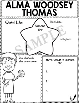 Preview of Graphic Organizer : Alma Woodsey Thomas - African American Black Women Leaders