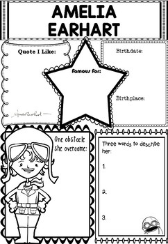 Preview of Graphic Organizer : Amelia Earhart, Women's History