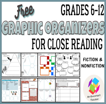 Preview of FREE Grades 6-12 Graphic Organizers for Close Reading: Fiction and Nonfiction