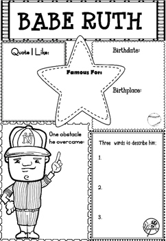 Graphic Organizer Babe Ruth By Babe Lotus TPT