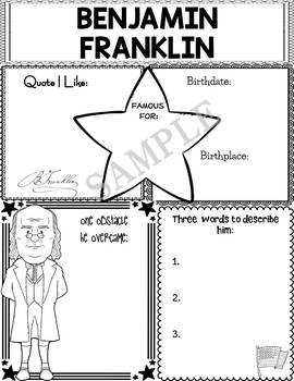 Preview of Graphic Organizer : Benjamin Franklin, Founding Fathers, Famous American