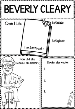 Preview of Graphic Organizer Set : Beverly Cleary : Awesome Authors