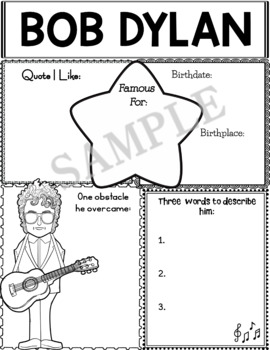 Preview of Graphic Organizer : Bob Dylan - World Leaders and Cultural Icons