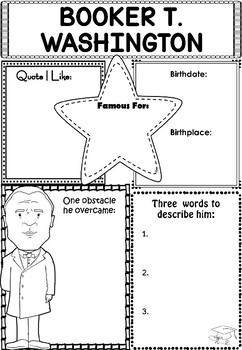 Preview of Graphic Organizer : Booker T. Washington - Inspiring African American Figures