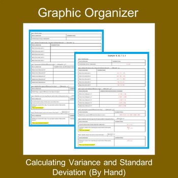 Preview of Graphic Organizer: Calculating Variance and Standard Deviation by Hand