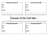 Graphic Organizer - Causes of the Civil War